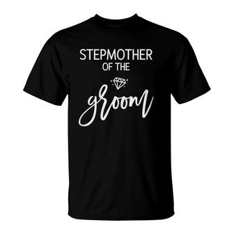 Bridal Party Stepmother Of The Groom Navy Blue Cute T-Shirt | Mazezy