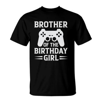 Brother Of The Birthday Girl Funny Design Game Controller T-Shirt - Seseable
