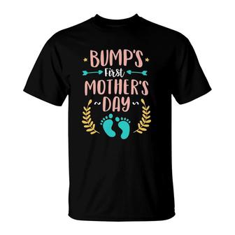 Bump's First Mother's Day Baby Expecting Mom Gift T-Shirt | Mazezy