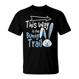 This Way Is The Bunny Easter Day Trail T-shirt - Thegiftio UK