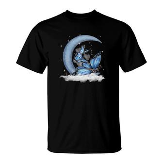 Butterfly Sleeping With Moon, Crescent Moon , Butterfly Sit On The Crescent Moon T-Shirt | Mazezy