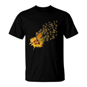 Butterfly Sunflower T-Shirt | Mazezy AU