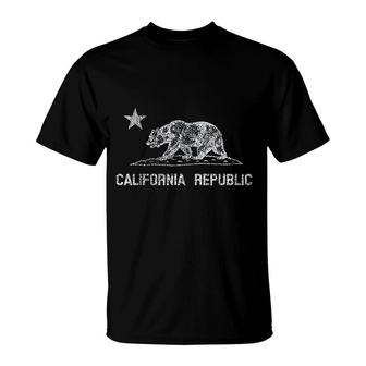 California Republic Flag Distressed Bear T-Shirt | Mazezy
