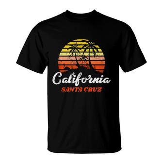 California Vintage 70S Retro Design Santa Cruz Palm Tree T-Shirt | Mazezy