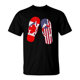 Canadian American Flag Flip Flops Patriotic Gift T-Shirt | Mazezy