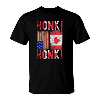 Canadian Trucker Canada Freedom Convoy Honk Honk T-Shirt | Mazezy