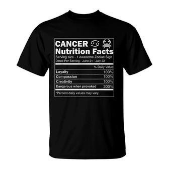Canker Nutrition Facts Astrology Zodiac Sign Horoscope T-Shirt