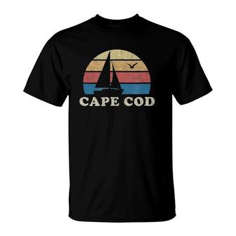 Cape Cod Ma Vintage Sailboat 70S Throwback Sunset T-Shirt | Mazezy