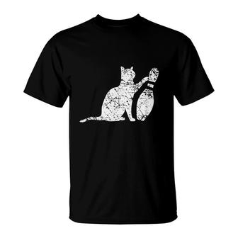 Cat Bowling Pin Funny Team Gift T-Shirt | Mazezy