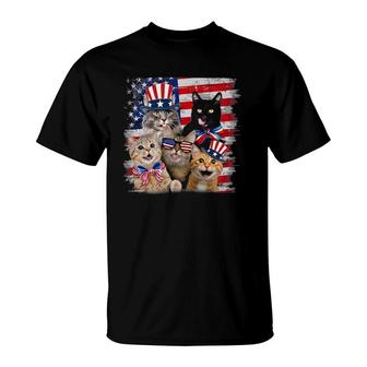 Cat Happy Freedom Day Cat Lovers Cat Moms 4Th July American T-Shirt | Mazezy