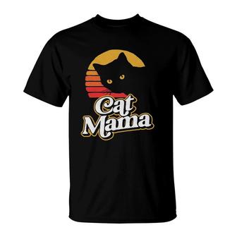 Cat Mama Vintage Eighties Style Cat Retro Distressed T-Shirt | Mazezy
