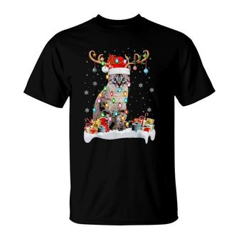 Cat Matching Santa Reindeer Nebelung Cat Christmas T-Shirt | Mazezy