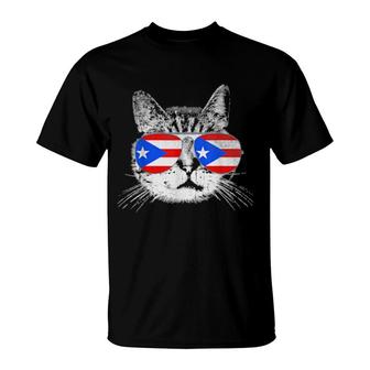 Cat Puerto Rico Flag Country Pride T-Shirt | Mazezy