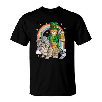 Cat Unicorn Leprechaun St Patricks Day T-Shirt | Mazezy