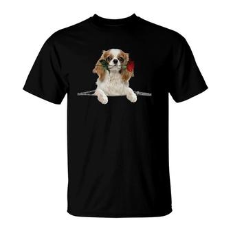 Cavalier King Charles Spaniel Rose Zipper Cute Gift T-Shirt | Mazezy