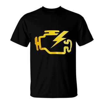 Check Engine Light Funny Mechanic Car T-Shirt | Mazezy