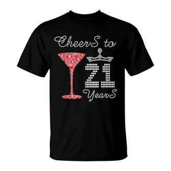 Cheers To 21 Years 21St Birthday Party Outfit Born In 2001 T-Shirt | Mazezy UK