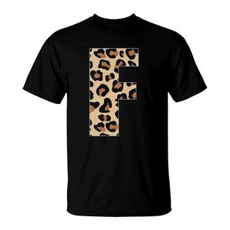 Cheetah Print Letter F Initial Letter F Leopard T-Shirt | Mazezy