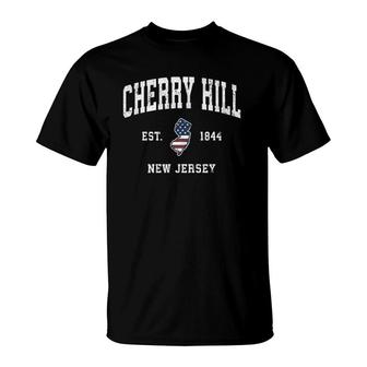 Cherry Hill New Jersey Nj Vintage American Flag Design T-Shirt | Mazezy