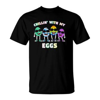 Chillin With My Eggs Easter Day Funny Boys Girls Kids T-Shirt | Mazezy
