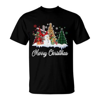 Christian Merry Christmas Tree Buffalo Red Plaid T-Shirt | Mazezy
