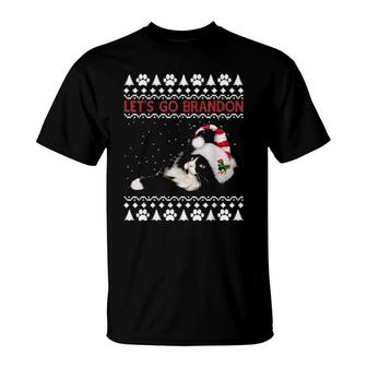 Christmas Cat,Cat Let's Go Brandon Ugly Christmas T-Shirt | Mazezy