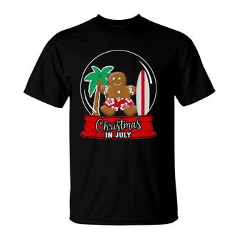 Christmas In July Snowglobe Gingerbread Cookie Surfboard T-Shirt | Mazezy