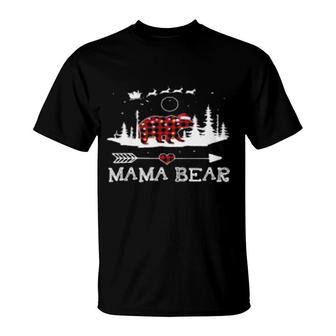 Christmas Lights Pajama Matching Red Plaid Mama Bear Sweat T-Shirt | Mazezy