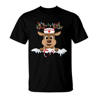 Christmas Nurse Love Nicu Rn Er Santa Reindeer Nurse Hat Elf T-Shirt | Mazezy