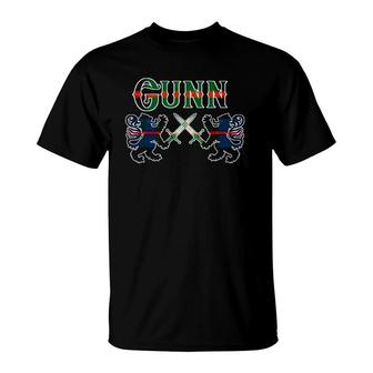 Clan Gunn Scottish Family Kilt Tartan Lion T-Shirt | Mazezy