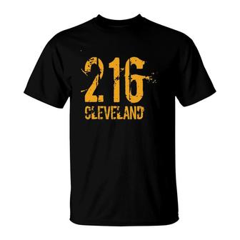 Cleveland 216 Area Code Distressed T-Shirt | Mazezy