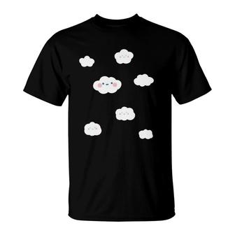 Cloudy Sky Fluffy Smiling Clouds Graphic T-Shirt