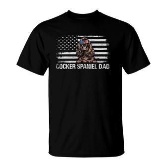 Cocker Spaniel Dad American Flag 4Th Of July Patriotic Gift T-Shirt | Mazezy