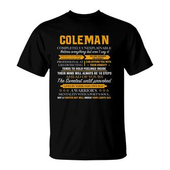 Coleman Completely Unexplainable Name Father's Day T-Shirt | Mazezy