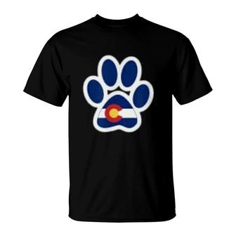 Colorado Flag Paws Print T-Shirt | Mazezy