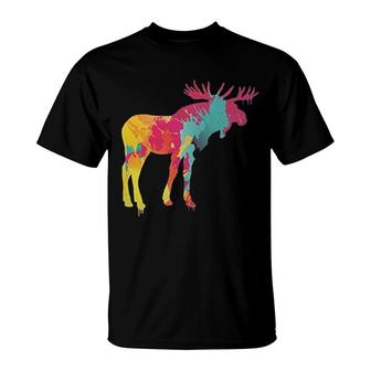 Colorful Splatter Moose New T-Shirt | Mazezy