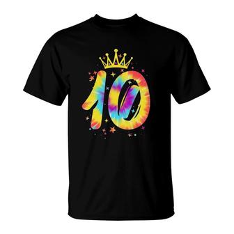 Colorful Tie Dye Tenth 10 Years Old Girls 10Th Birthday Gift T-Shirt | Mazezy UK