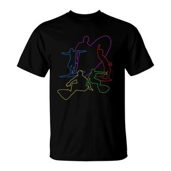 Colorful Wave Surfing Surfer Surf Ride Wakesurf Gift T-Shirt | Mazezy