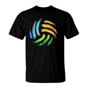 Colorsplash Painted Beach Volleyball T-Shirt | Mazezy