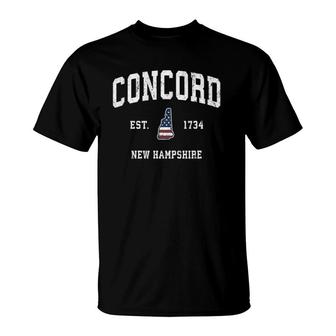 Concord New Hampshire Nh Vintage American Flag Sports Design T-Shirt | Mazezy