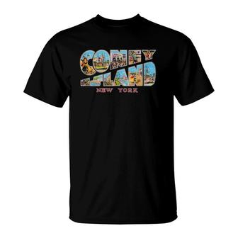 Coney Island New York Ny Vintage Retro Souvenir T-Shirt | Mazezy AU