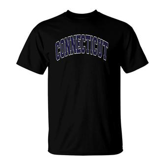 Connecticut Varsity Style Navy Blue Text T-Shirt | Mazezy DE
