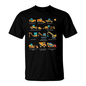 Construction Excavator Vehicle Boys Builder Heavy Equipment T-Shirt | Mazezy