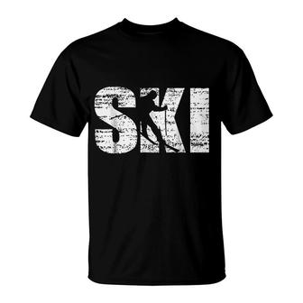Cool Distressed Skiing T-Shirt | Mazezy