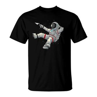 Cool Relaxing Astronaut Funny Spaceman Paper Airplane Gift T-Shirt | Mazezy
