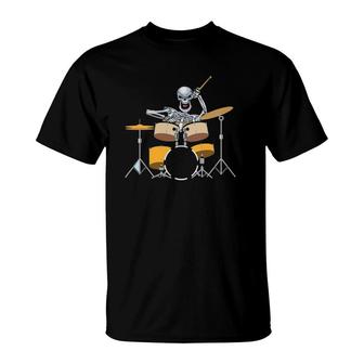Cool Skull Playing Drums And Proud To Be A Drummer T-Shirt | Mazezy