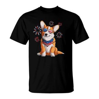 Corgi Dog American Usa Flag 4Th Of July Men Corgi Lover T-Shirt