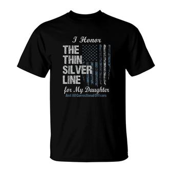 Correctional Officer Daughter Thin Silver Line Corrections T-Shirt - Thegiftio