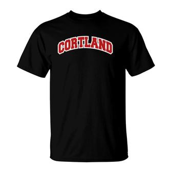 Cortland New York Varsity Style Vintage T-Shirt | Mazezy