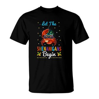 Crawfish Crab Let The Shenanigans Begin Mardi Gras Carnival T-Shirt | Mazezy UK